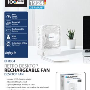 Blaupunkt Retro Desktop Rechargeable Fan (BFR004)